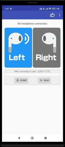 Тест наушников Л/П мик. для Android — скриншот 1