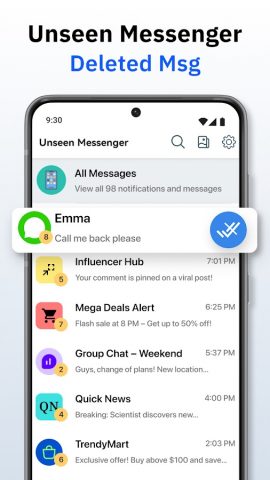 Unseen Messenger — Deleted Msg для Android — скриншот 1