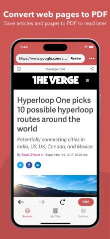 Web to PDF Converter & Reader для iOS — скриншот 1