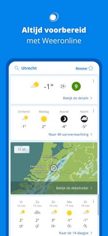 Weeronline: weer & buien radar для Android — скриншот 1