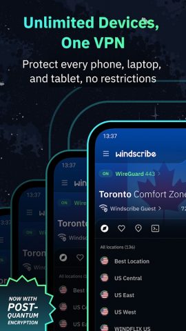 Windscribe VPN для Android — скриншот 4