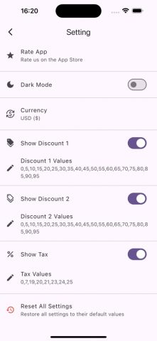 калькулятор скидок — 1Tap для iOS — скриншот 3