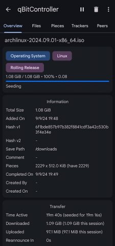 qBitController для Android — скриншот 3