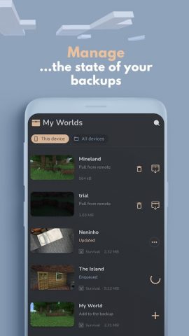 Backup for Minecraft PE для Android — скриншот 2