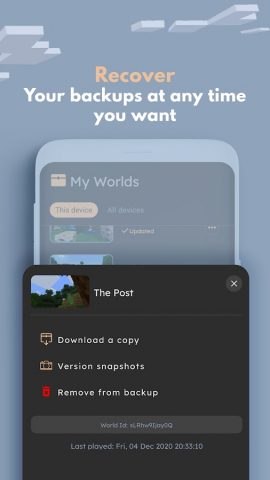 Backup for Minecraft PE для Android — скриншот 4