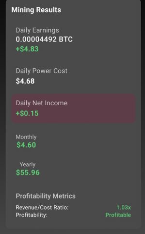 Bitcoin Mining Calculator для Android — скриншот 3