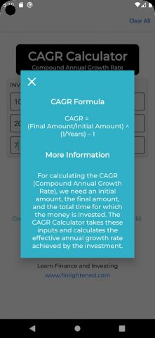 CAGR Calculator для Android — скриншот 3