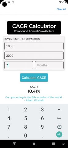 CAGR Calculator для Android — скриншот 4