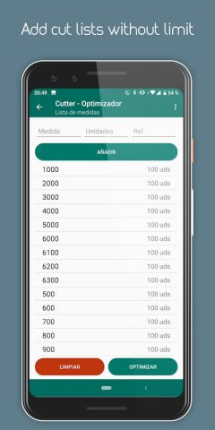 Cutter — Cutting optimizer для Android — скриншот 2
