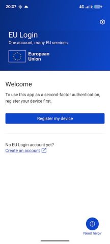 EU Login для Android — скриншот 1