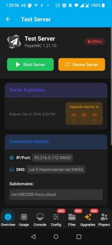 FreeMcServer.net для Android — скриншот 3