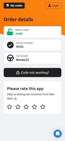 Генератор код магнитолы/радио для Android — скриншот 2