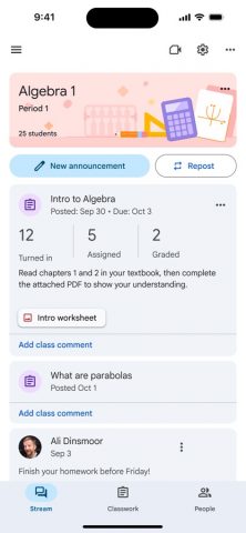 Google Classroom для iOS — скриншот 2