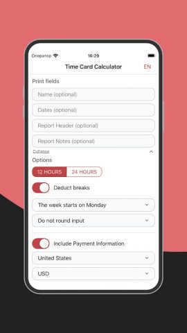 Калькулятор рабочего времени для Android — скриншот 3
