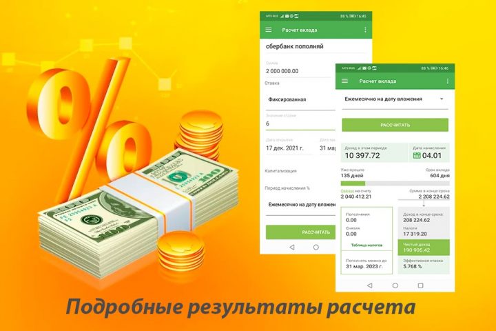 Калькулятор вкладов  PRO для Android — скриншот 2