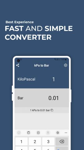 Kilopascal kPa to Bar Convert для Android — скриншот 1