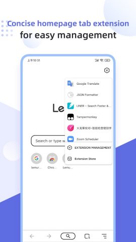 Lemur Browser — Extensions — скриншот 2