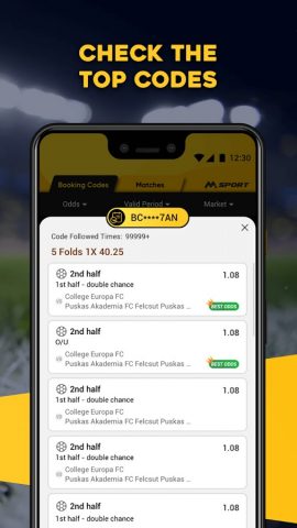 MSport Betting Code для Android — скриншот 4