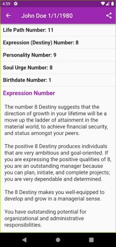 Numerology Calculator Online для Android — скриншот 3