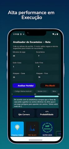 O Robô de Analises Escanteios для Android — скриншот 2