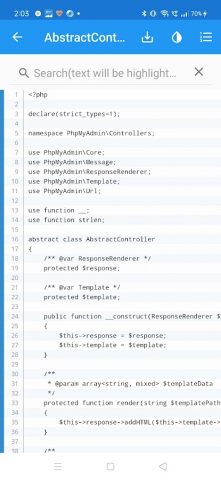PHP Viewer для Android — скриншот 1
