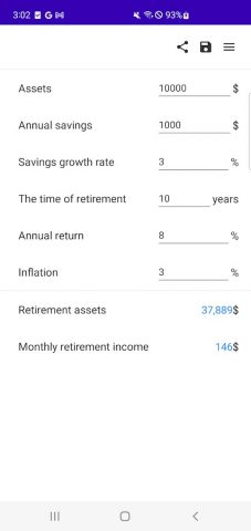 Пенсия & FIRE Калькулятор для Android — скриншот 1