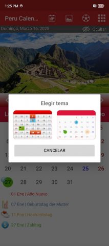 Peru Calendario 2025 для Android — скриншот 3