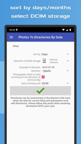 Photos To Directories By Date для Android — скриншот 4