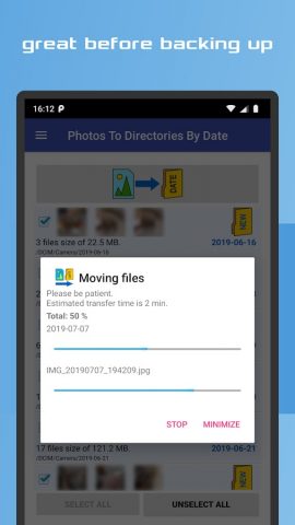 Photos To Directories By Date для Android — скриншот 5