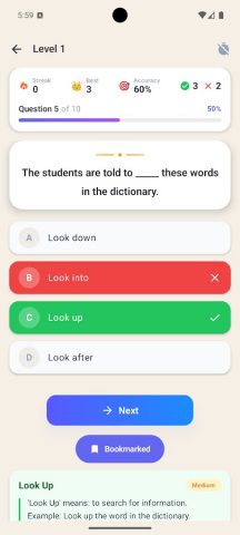 Phrasal Verbs для Android — скриншот 3
