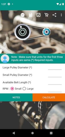 Pulley Calculator для Android — скриншот 2