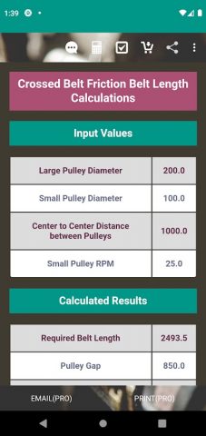 Pulley Calculator для Android — скриншот 4