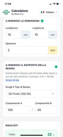 Resin Calculator для iOS — скриншот 4