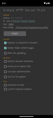 Simple HTTP Server для Android — скриншот 1