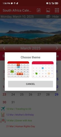 South African Calendar для Android — скриншот 2