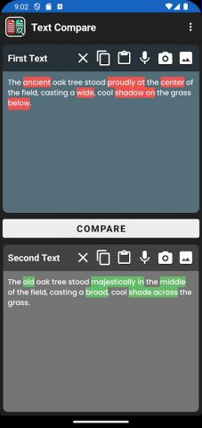 Сравнение Текстов и Различия для Android — скриншот 1