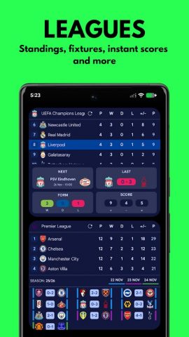 Standings Live Score & Widgets для Android — скриншот 2