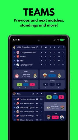 Standings Live Score & Widgets для Android — скриншот 3