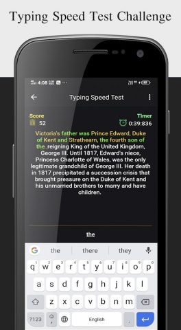 Typing Speed Test Challenge для Android — скриншот 2