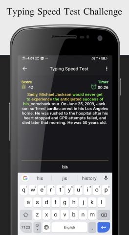 Typing Speed Test Challenge для Android — скриншот 3