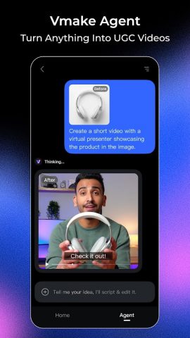 Vmake: AI Talking Video Editor для Android — скриншот 1