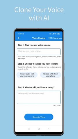 AI клонирование голоса генерат — скриншот 1