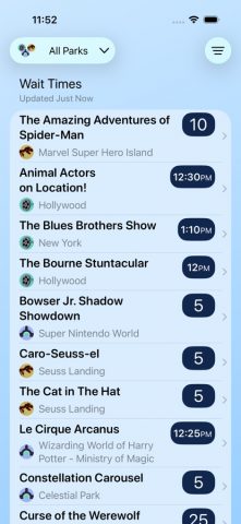 Wait Times: Universal Orlando для iOS — скриншот 1