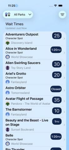 Wait Times for Disney World для iOS — скриншот 1