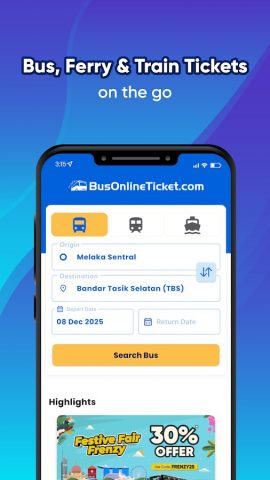BusOnlineTicket.com — MY & SG для Android — скриншот 1