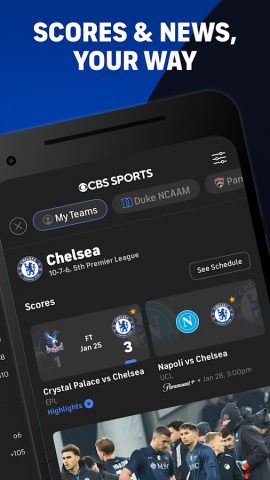 CBS Sports App: Scores & News для Android — скриншот 2