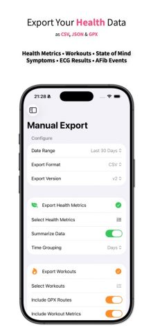 Health Auto Export — JSON+CSV для iOS — скриншот 1
