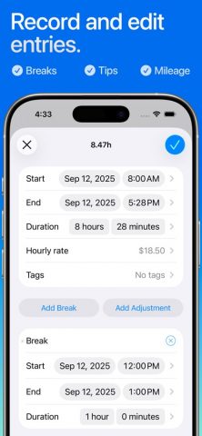Hours Tracker: Time Tracking для iOS — скриншот 2