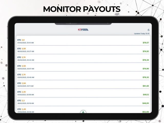 K1Pool: Crypto Mining Pool для Android — скриншот 5