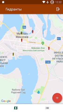 Карта гидрантов для Android — скриншот 1